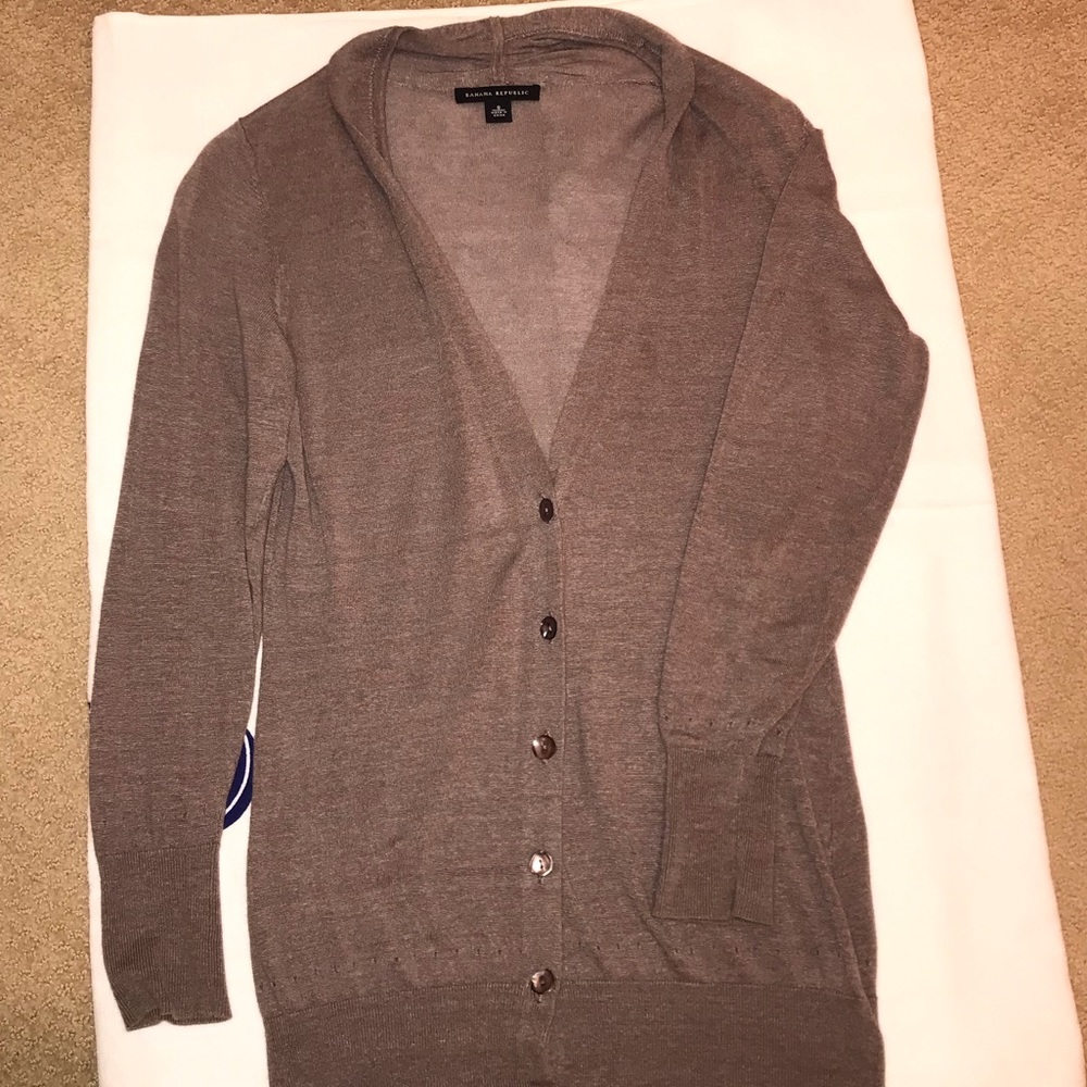 Linen blend taupe cardigan extra long